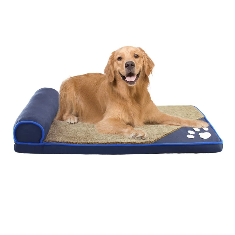 Pawstrip, 4 цвета, Большой собачий домик, мягкий, флисовый, для собаки, диван-кровать для больших собак, подушка для собаки хаски лабрадор - Цвет: Blue