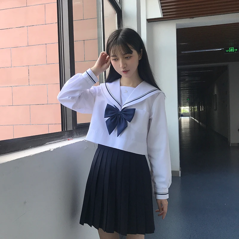 2019 Новая повседневная модная школьная форма с длинными рукавами для японских студентов JK uniform sailor suit