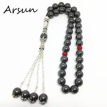 

100% Original Natural Hematite Stone Muslim 33 Prayer Beads Islamic Tasbih Allah Prayer Rosary Tesbih Islam Misbaha