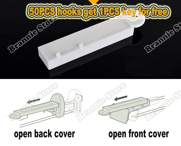 50 шт./лот 7 дюймов супермаркет, розничная безопасность дисплей на экономпанель крюк противоугонные крючки для настенных панелей+ 1 шт. Магнитный detacher lockpick