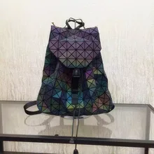 Biseafairy Luminous Backpack Diamond Lattice Bag Travel Geometric Women Fashion Bag Teenage Girl School Noctilucent Backpack