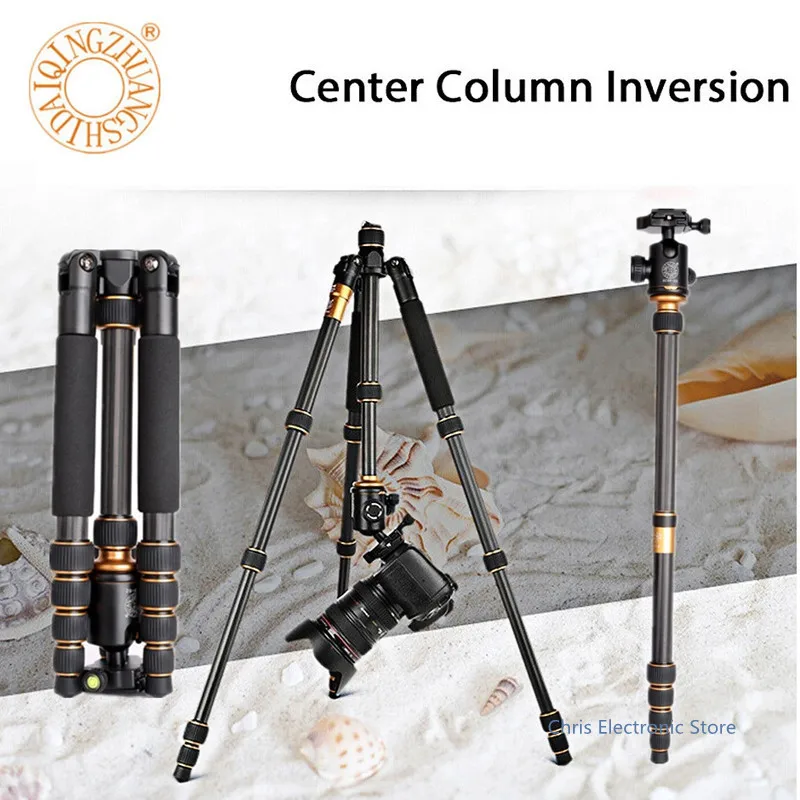 

QINGZHUANGSHIDAI QZSD Q666C 4 sections Carbon Fiber Tripod Camera Portable Tripod For Camera Ball Head Monopod Digital