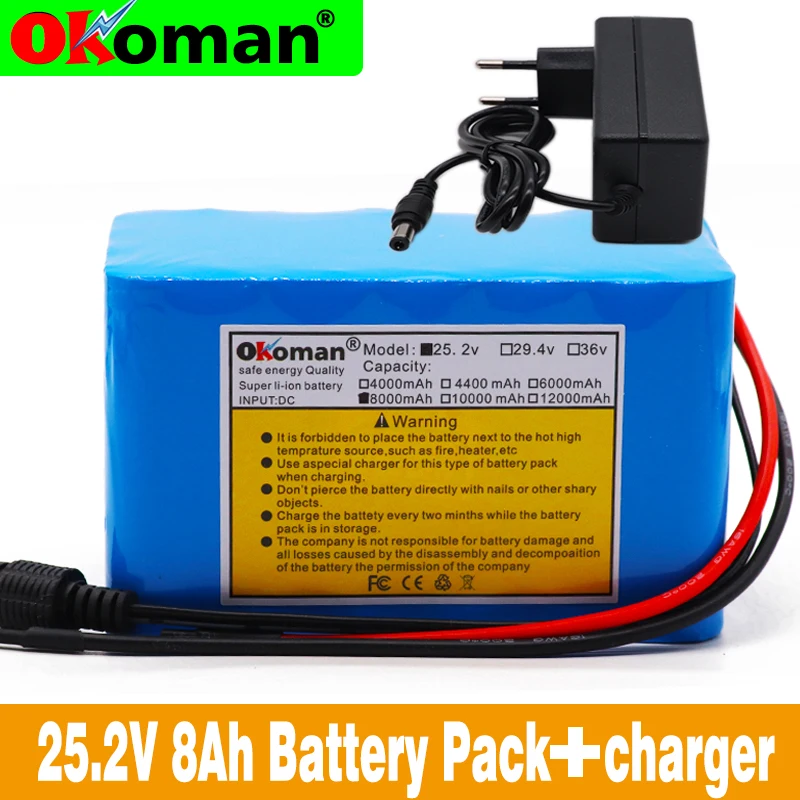 Okoman 24 V 8Ah 6S4P 18650 литий-ионный аккумулятор 25 2 v 8000 mAh Электрический велосипед
