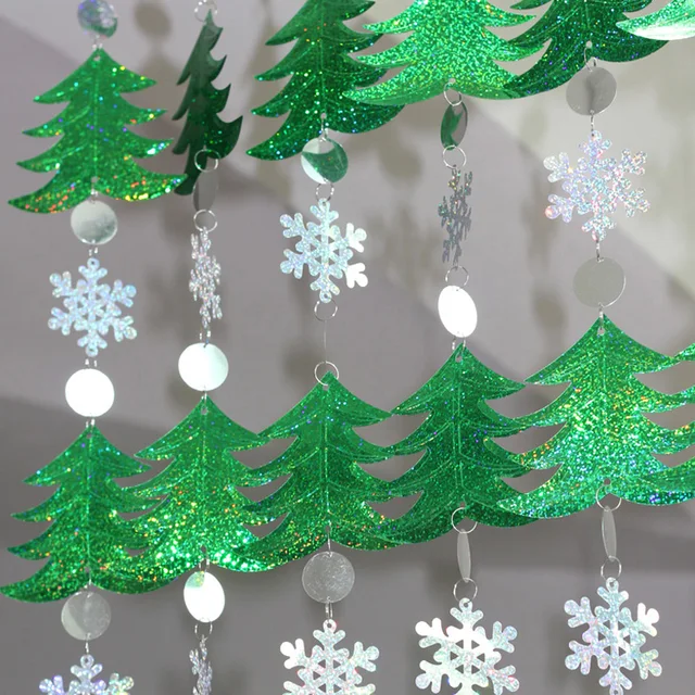 10m DIY Sequined Curtains Christmas Drop Ornaments Festive Decorations Supplies Tree Snowflakes Sequins
