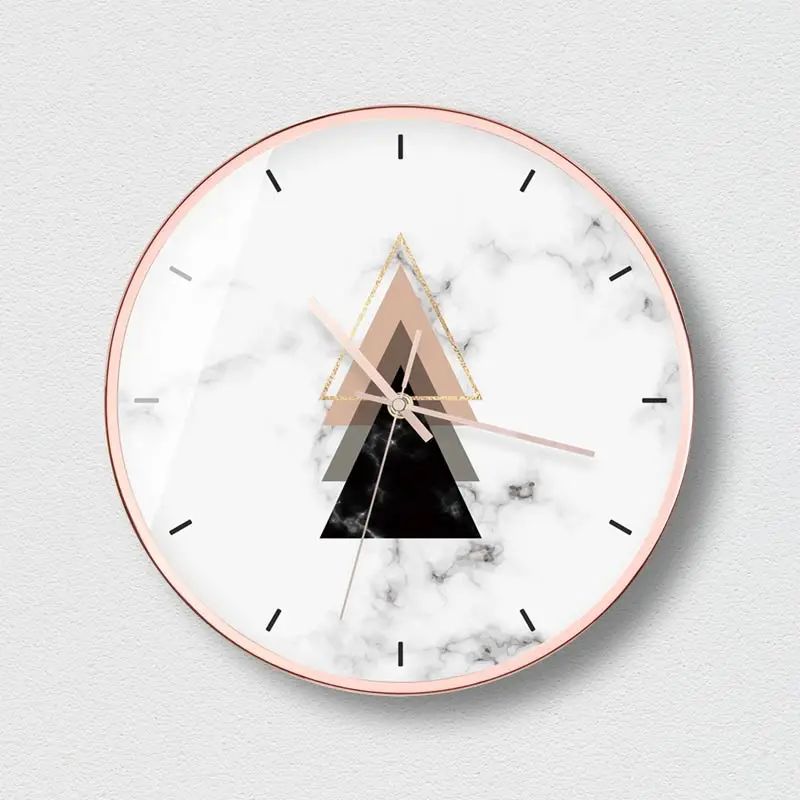 

Rose gold electroplating process quiet metal round decorative clock modern Nordic style simple art decorative wall clock modeO95