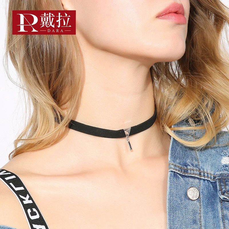 

DARA High Quality Women Silver Color Metal Black Choker Necklace Rope Chain Necklace For Women Clothing Accessories X658