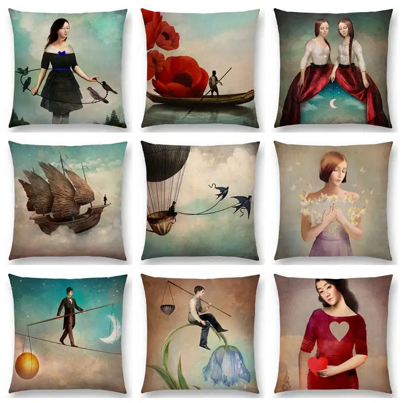 

Elegant Lady Lovely Girls Shakespeare Opera Classical Oil Painting Magical Mind Imagination Cushion Cover Sofa Throw Pillow Case