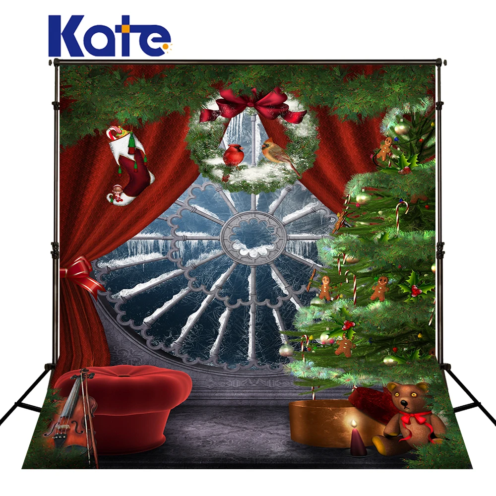 

KATE Photo Background Christmas Backdrop Christmas Photo Backdrop Window Background Red Curtains Turkey Decorations For Home
