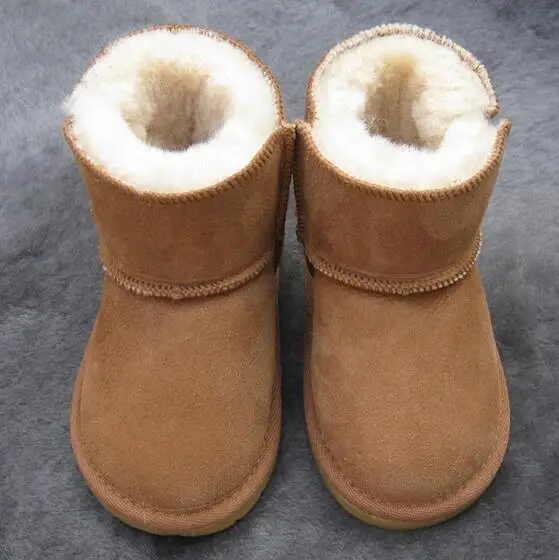 Children Boots Thick Warm Shoes Cotton-Padded Suede Buckle Boys Girls Snow Boots kids Waterproof Real Fur Baby boots