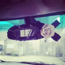 Камелия, автомобильная Внутренняя крышка зеркала заднего вида, кожа, авто зеркало заднего вида, декоративные аксессуары для женщин и девочек