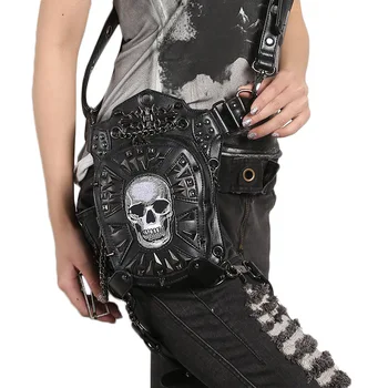 

Fashion Punk Black Women Messenger Bag Steampunk Skull Retro Punk Bag Female Rock Style Shoulder Waist Bags Free Shipping