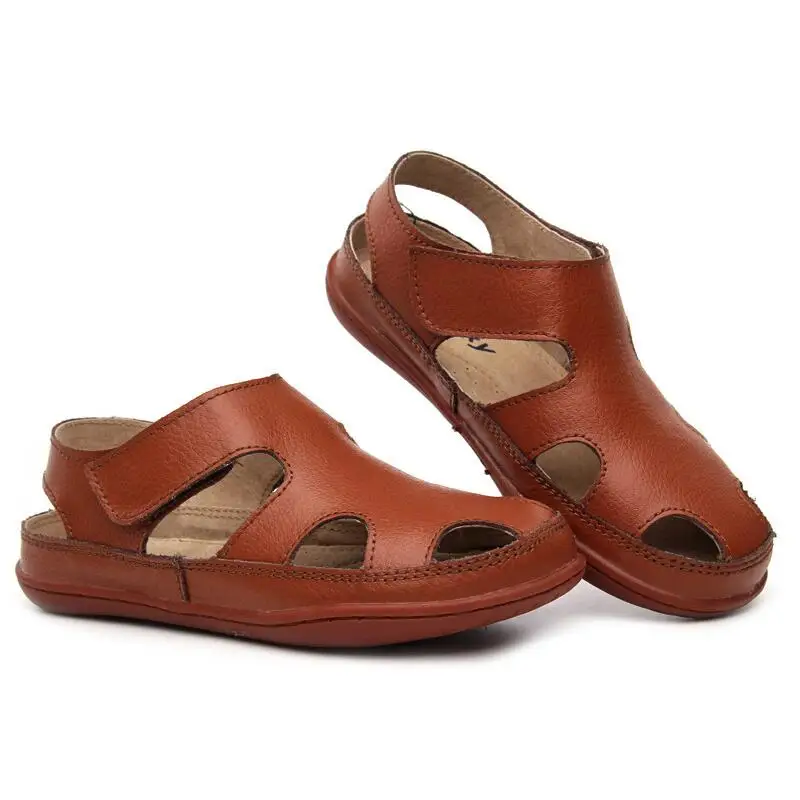 SKHEK/Летняя обувь, новая детская обувь, сандалии для мальчиков и девочек, сандалии из натуральной кожи, мужская обувь с закрытым носком