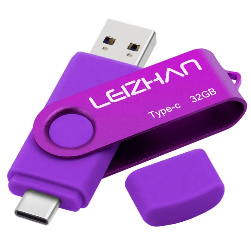 LEIZHAN USB 3,0 type-c OTG USB флэш-накопитель USB C Рамочка для фотографии для samsung S10, S9, S8, XiaoMi 6, huawei P30 P20 Флешка USB накопитель - Цвет: Type c-USB3.0-Purple