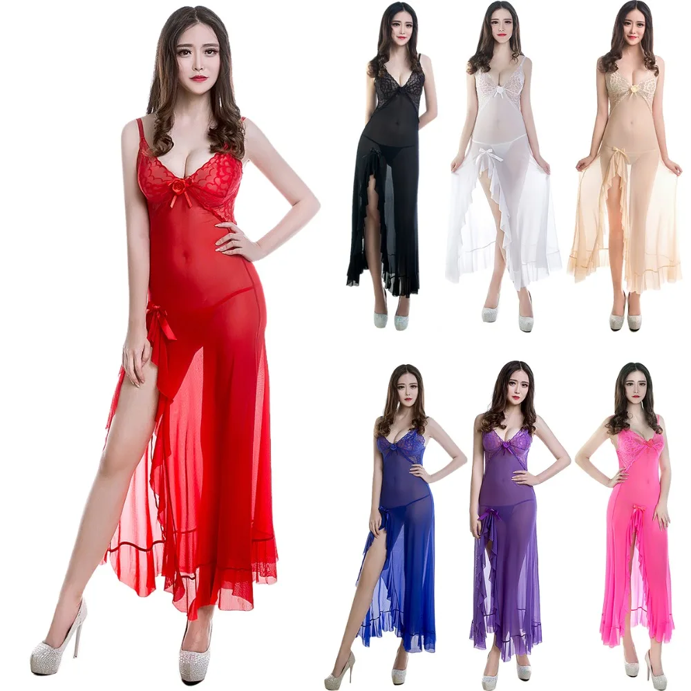  2019 New Women Sexy-Lingerie Dress See Through Nightie Dress Spaghetti Strap Babydoll Sleepwear Und