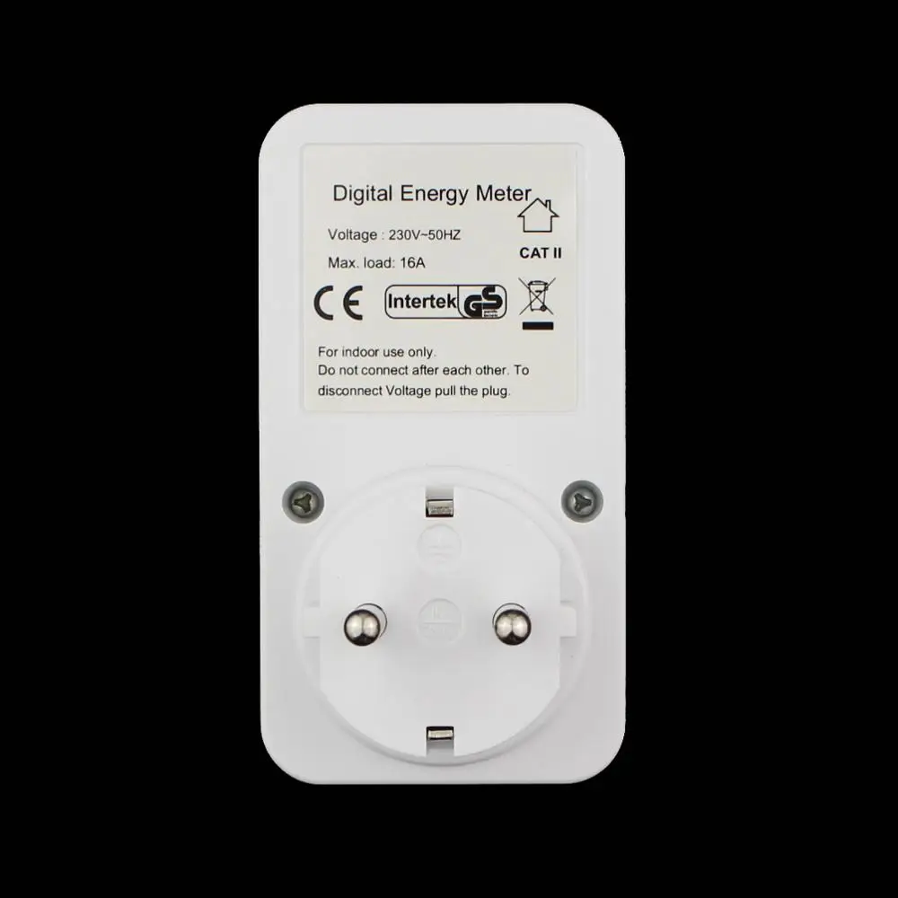 Digital Energy Meter Socket Plug-in Electric Power Meter Energy tester Monitor checker LCD Display EU Plug 230V-50Hz 16A 4