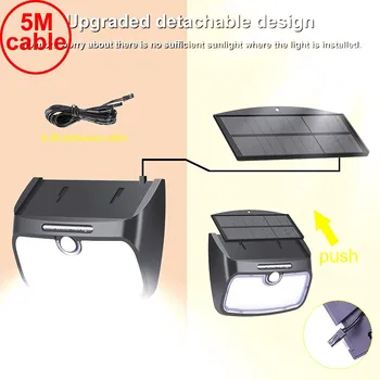 

detachable 48 LED Solar Light Super Bright Upgraded Lamp Lights For Outdoor Wall Yard Garden With 4 Modes In One Lamps 5M