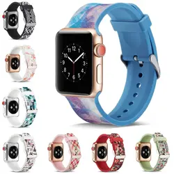 Новые Красочные Мягкие силиконовые замена спортивный ремешок для Apple Watch Series 1/2/3/4 42 мм 38 мм наручные браслет ремень 40 мм 44 мм спортивные