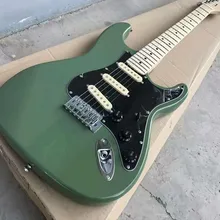 Зеленая электрогитара, SSS звукосниматель, Черная защитная доска, Кленовая пальчиковая доска, хорошее качество,, настраиваемый
