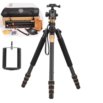 

Original QZSD Q999C Tripode Professional Carbon Fiber Camera Tripod Monopod+Ball Head for Phone Camera tripod para movil