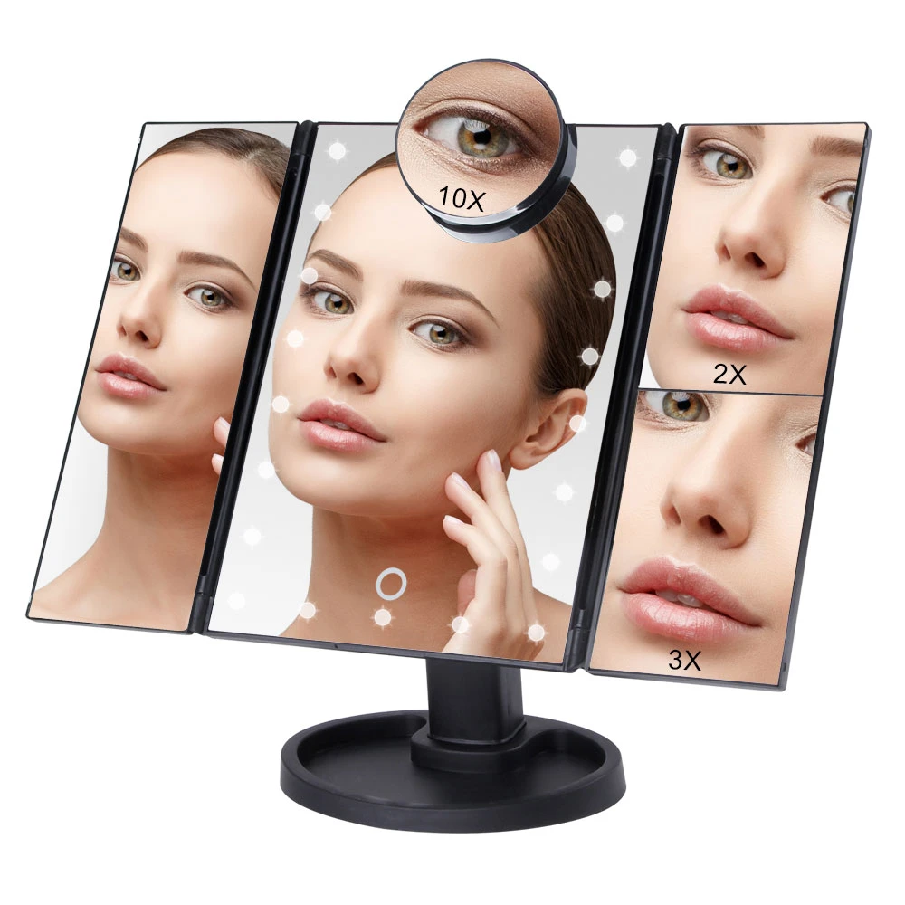 Touch Screen Makeup Mirror With 22 Led Light 1x/2x/3x/10x Magnifying