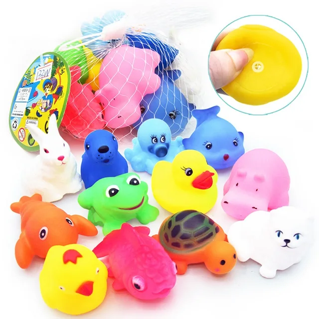 Mixed Animals Colorful Soft Squeeze Sound Squeaky Baby Bath Toys Turtle