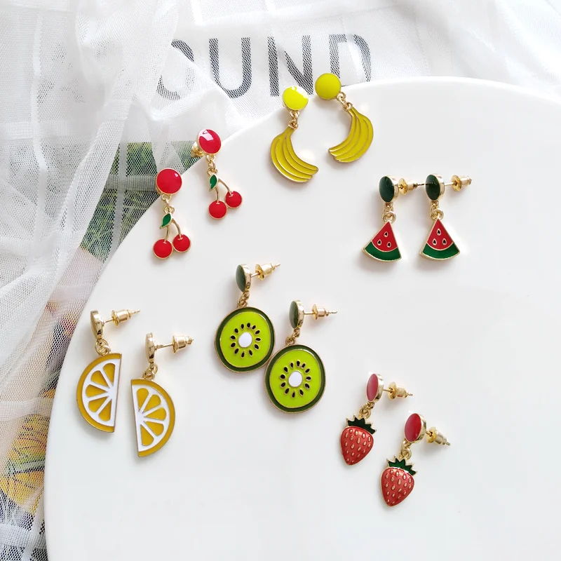 

Korean Simple Creative Fun Fruit Earrings Ear Clip Female Fashion Wild Metal Texture Ear Clips Jewelry Accessories