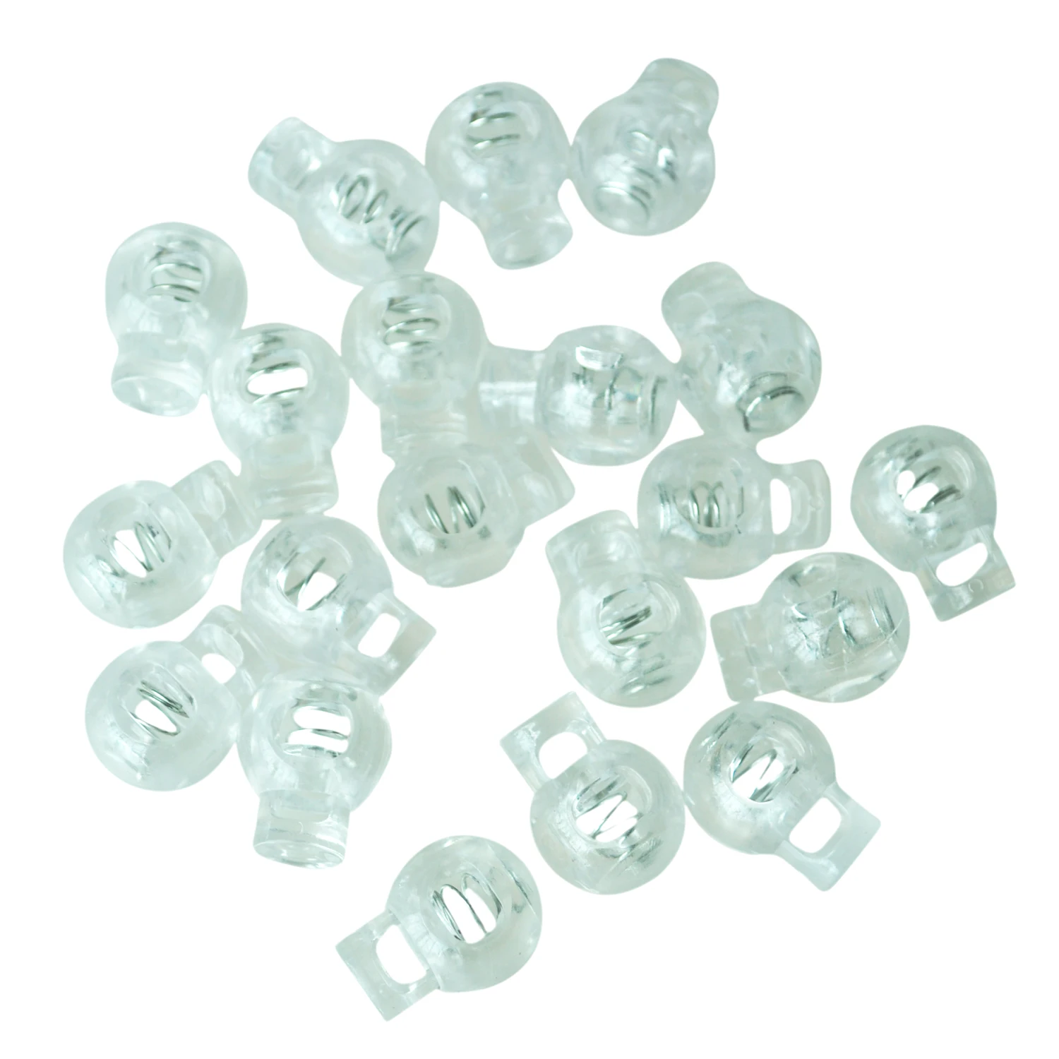 

Cord Locks Ends Spring Stop Toggles 6.5mm Dia Hole 20pcs Clear White
