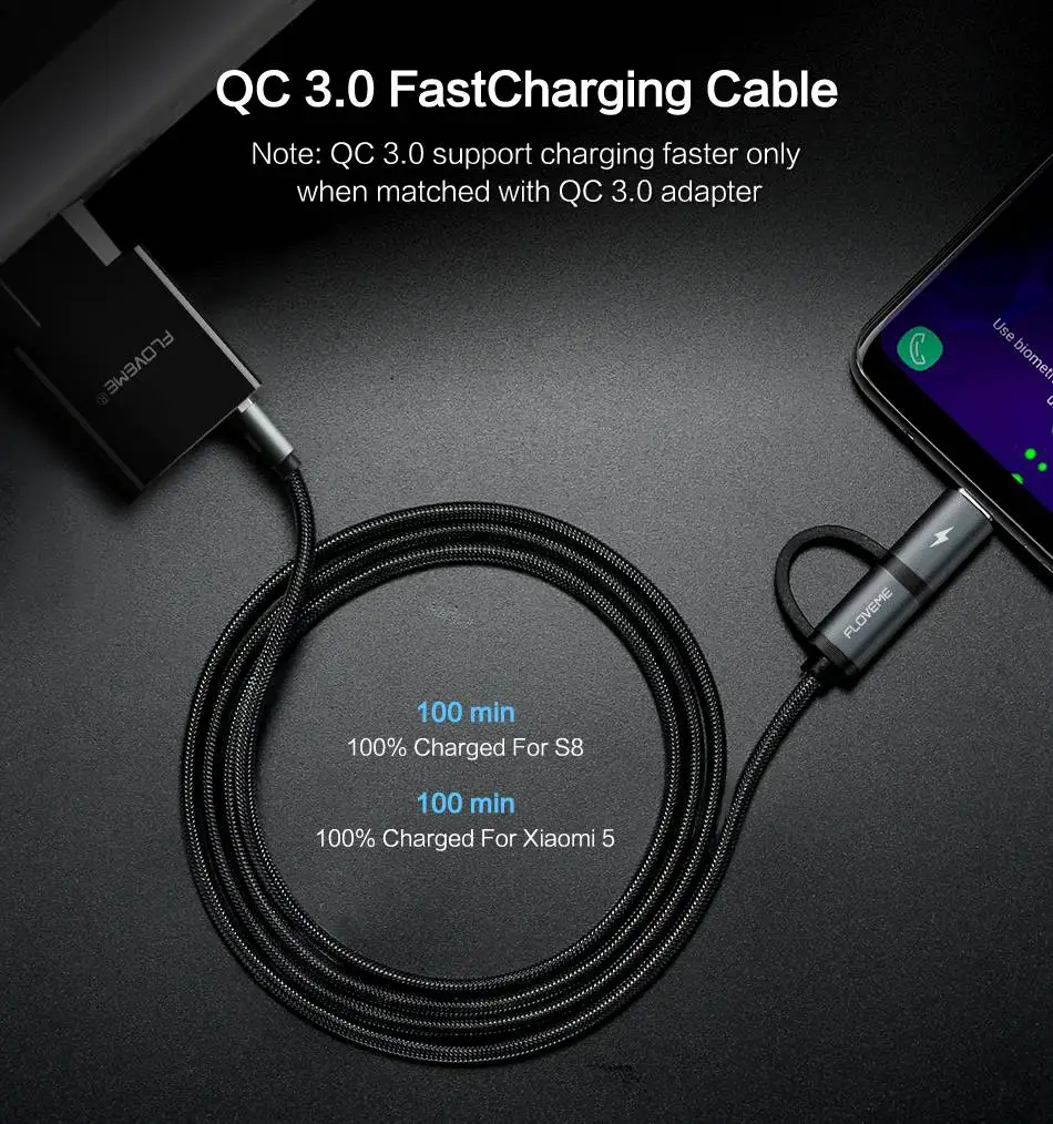 FLOVEME QC 3,0 Micro usb type C кабель 2.8A Быстрая зарядка зарядное устройство кабели для samsung S9 S8 Plus Xiaomi huawei mate 20 телефонный кабель