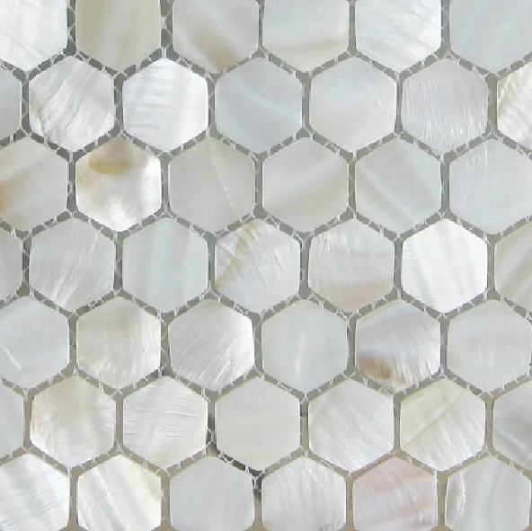 Hexagonal mosaicos backsplash de la cocina azulejos azulejo nacarado