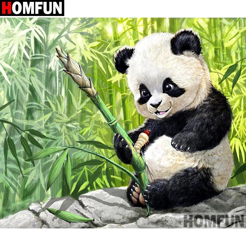 Алмазная живопись HOMFUN панда алмазная вышивка 5D сделай сам полное покрытие