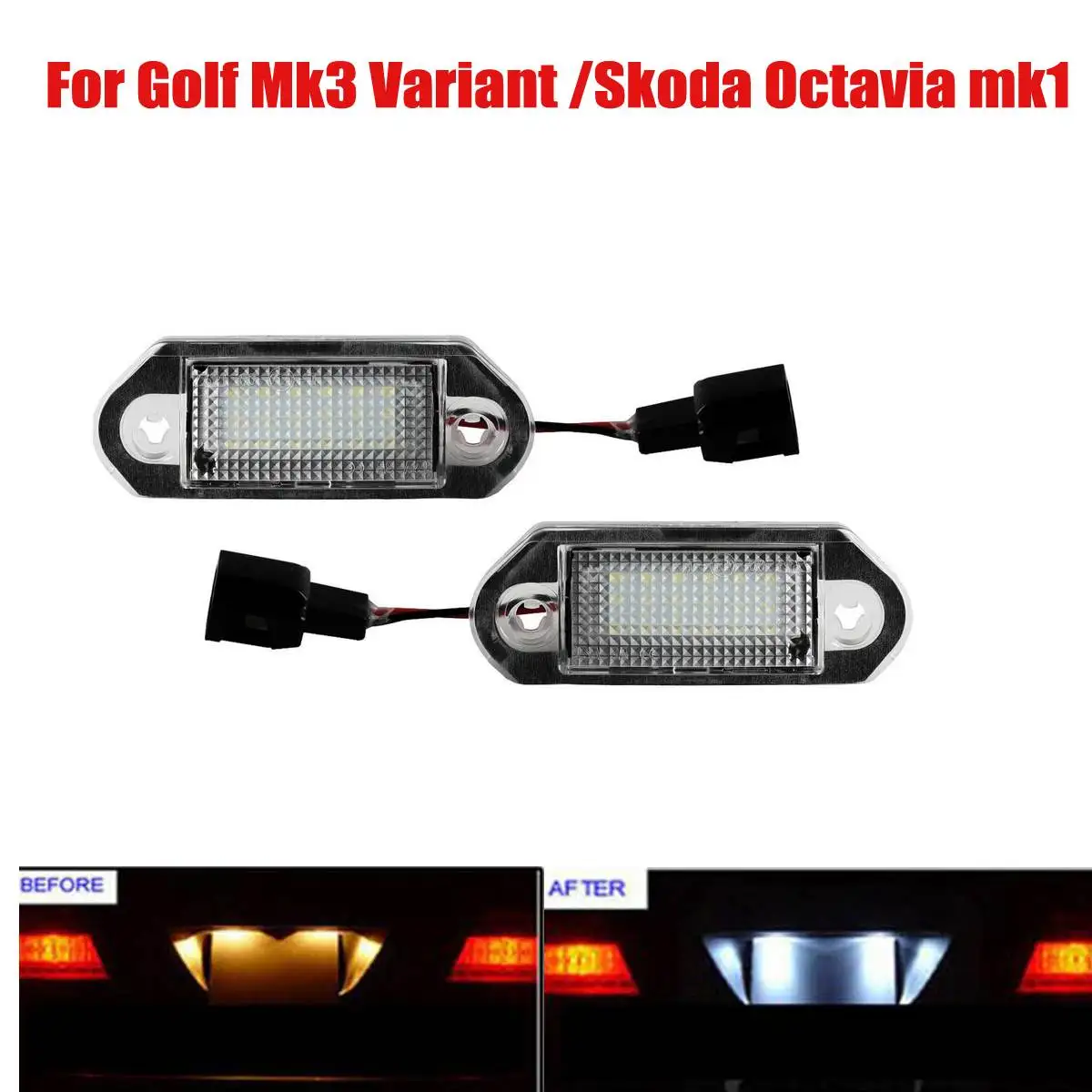 1 пара светодиодный светильник для номерного знака автомобиля, лампа для VW Golf MK3 для Skoda Octavia I, светильник для номерного знака