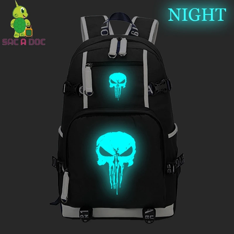 

Punisher Backpack Printing School Backpack Fashion Mochila Hombre Canvas Mochilas Mujer Teenage Girl Daily Backpack Boy Rucksack