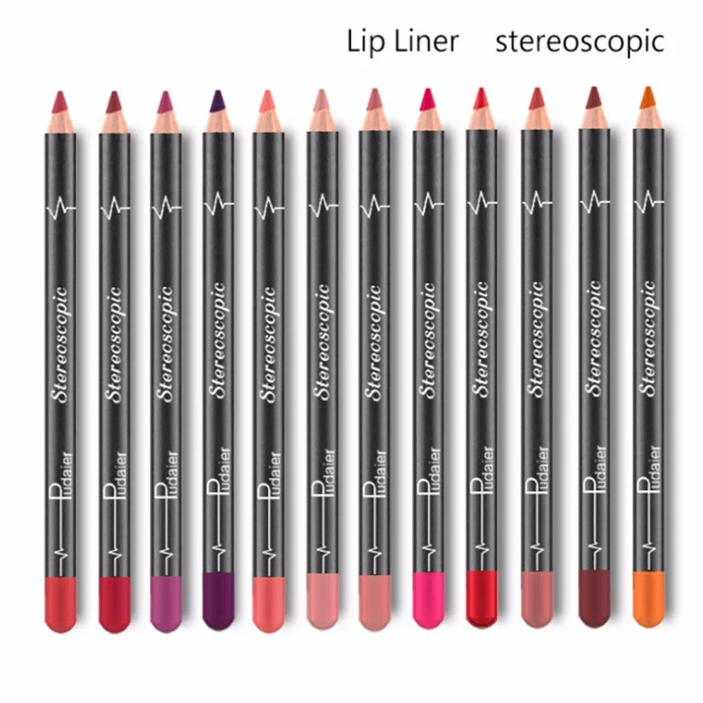 

12pcs/set Wood Makeup Matte Lip Liner Pencil Waterproof Long-Lasting Contour Lipliner Pencil for Women Cosmstics Tool Kit