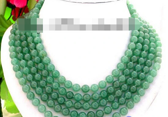

Miss charm Jew1620 Long 100" 8mm nature round bright green jade necklace