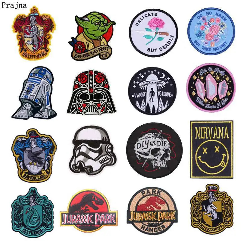 

Prajna 10PCS Star Wars Embroidered Patch Logo Dinosaur Iron On Appliques For Clothing Alien Punk Patches Jeans Hippie Accessory