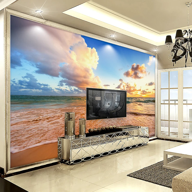 Пользовательские фото Настенные обои 3D HD красивое небо пляж пейзажные волны Фреска гостиная спальня фон настенная живопись Декор