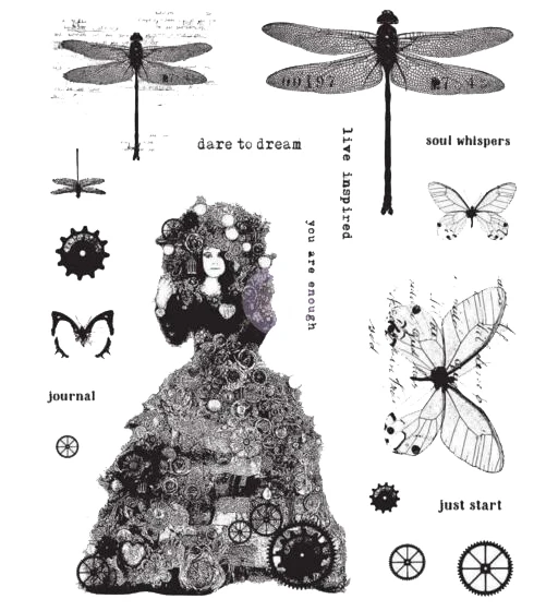 Прозрачный силиконовый штамп с изображением леди и бабочек/печать для скрапбукинга/фотоальбома, декоративный прозрачный штамп A1020