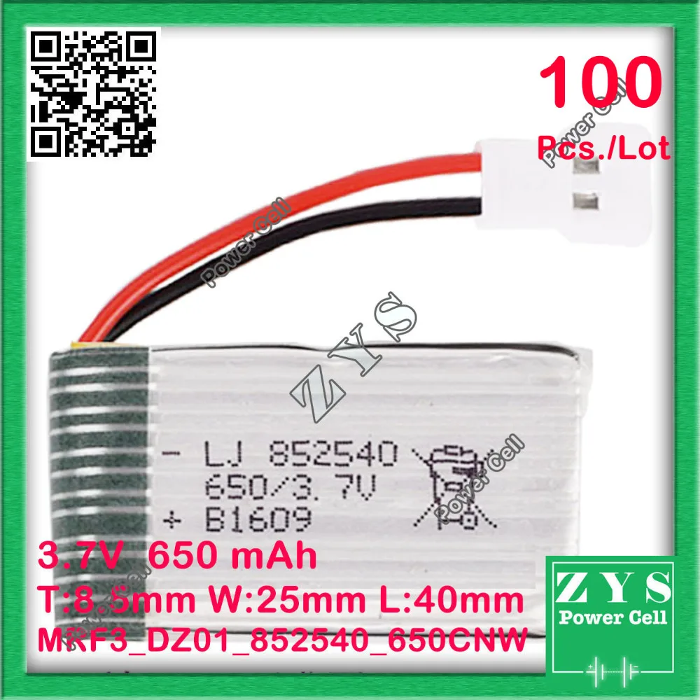 US $908.80 100 pcsLotSafety Packing 2 pin Connector 37V lithium Polymer battery 852540 650mah for UAV UAS Drone Zone mini drone fpv