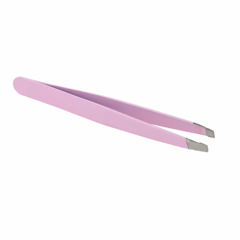 Mayitr 1pc Stainless Steel Eyebrow Tweezer Slant Tip Facial Hair Remover Eyebrow Tweezer Makeup Beauty Tool 2 Colors
