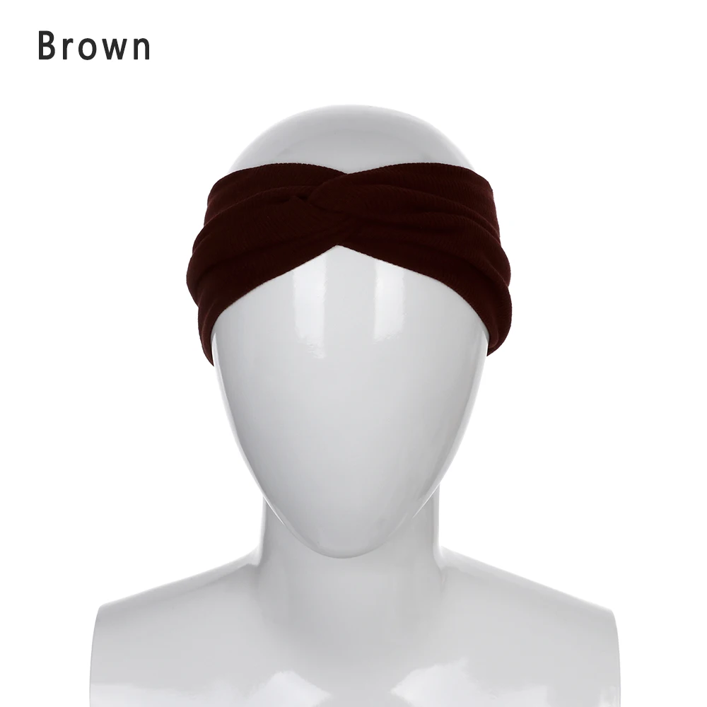 HOOH, Женская повязка на голову, вязаная крючком, шерстяные повязки на голову, повязка на голову, тюрбан, повязка на голову, повязки на голову, ленты, Аксессуары для волос - Цвет: brown