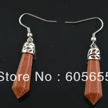 Золотой песчаник столб Висячие серьги-кольца, модные ювелирные украшения 5 пар/лот