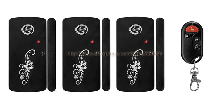 

Wholesale 3 Wireless Smart Home Magnetic Sensor Security Alarm Doorbell with 1 Remote Controller Window Door Burglar Alarm