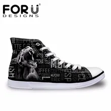 FORUDESIGNS/Черная мужская повседневная парусиновая обувь; стильная обувь для отдыха с объемным животным тигром; обувь для мужчин; Вулканизированная обувь; Zapatos