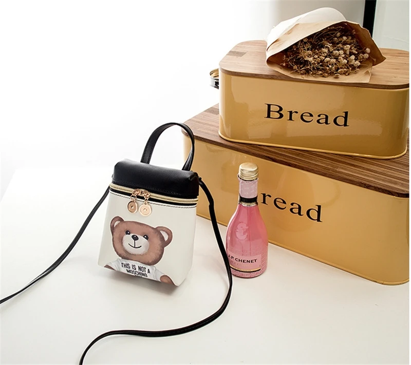 New Women's Mobile Phone Bag Cartoon Female Messenger Shoulder Bags Crossbody Cute Fashion Leather Bags Mini Bear Handbags