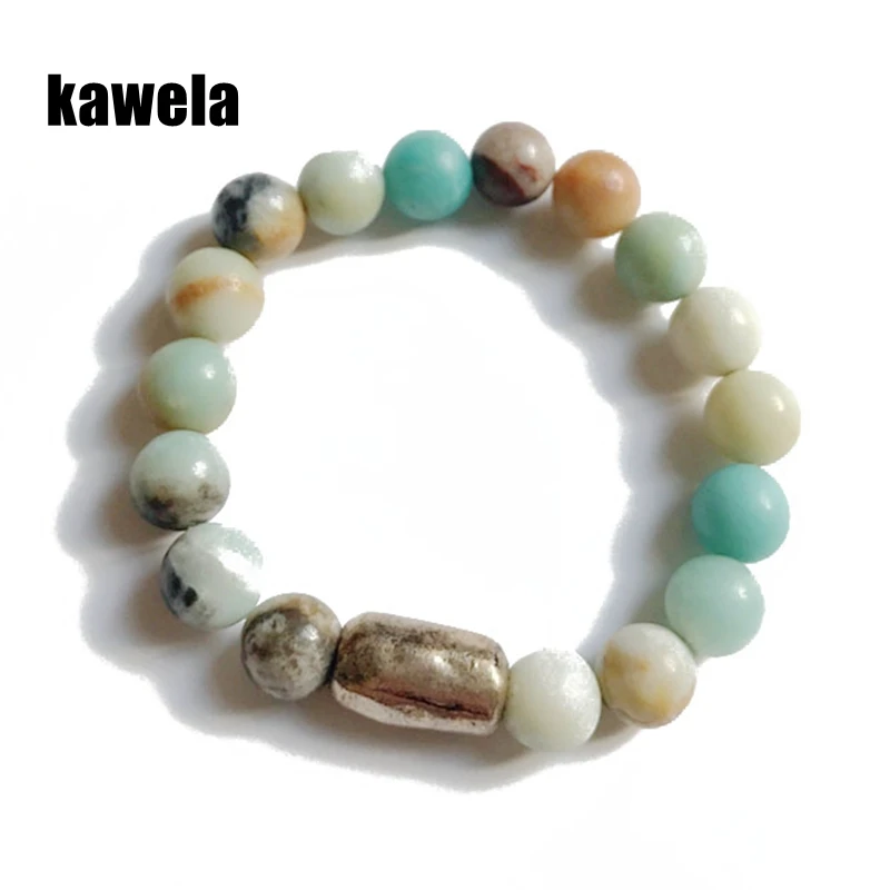 

Free Shipping Amazon Stone Metal Charm Stretched Bracelet