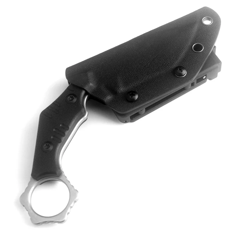 Нож KKWOLF karambit с фиксированным лезвием, высокопрочный охотничий нож из AUS-8 стали, черный, G10, EDC, походные тактические инструменты для выживания