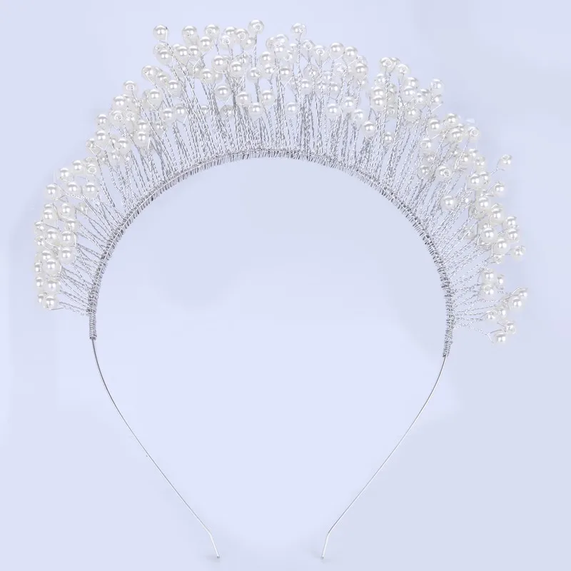 TUANMING серебряные повязки для волос обруч корона жемчуг невесты головной убор мода цветок головной убор свадебная прическа Свадебные украшения для волос