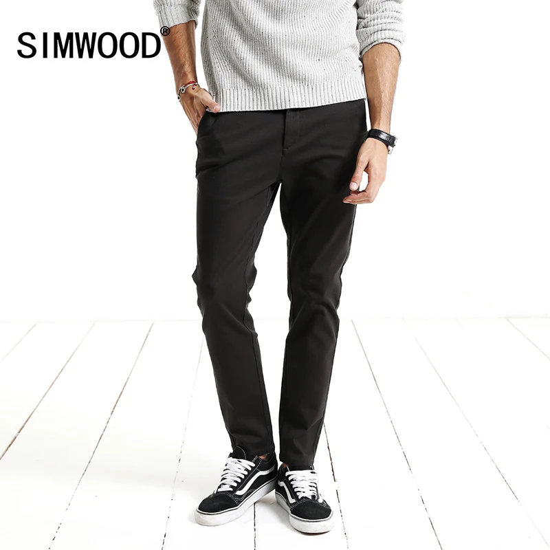 SIMWOOD Брендовые брюки мужские 2019 Весна Новые черные повседневные Slim Fit Брюки