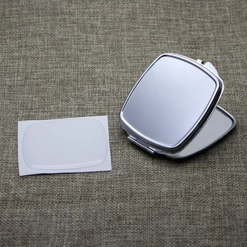 

Silver Rectangle Compact Mirror Blank Magnifying Pocket Mirror +Epoxy Sticker DIY set #18440