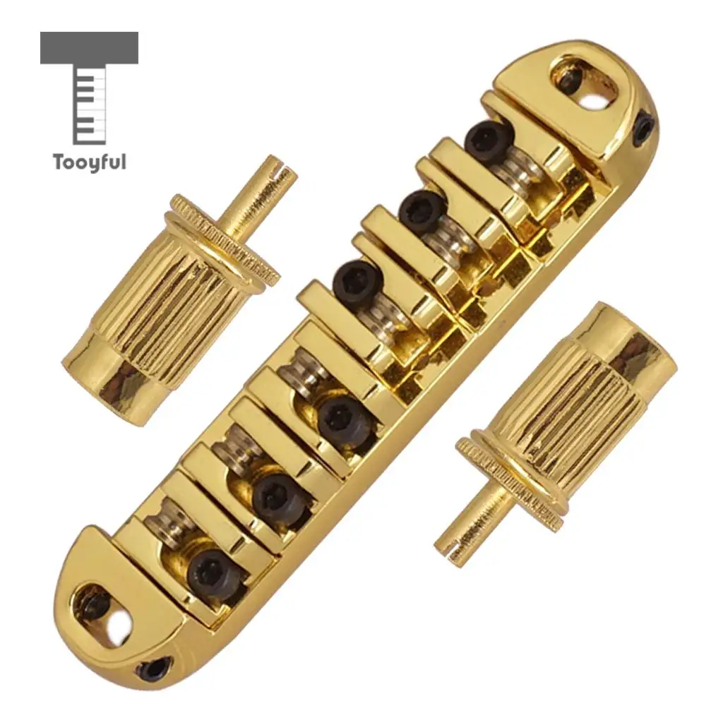 Tooyful Golden Alloy Tune-O-Matic Bridge Set w/ Wrench Studs Set for LP Style Guitar